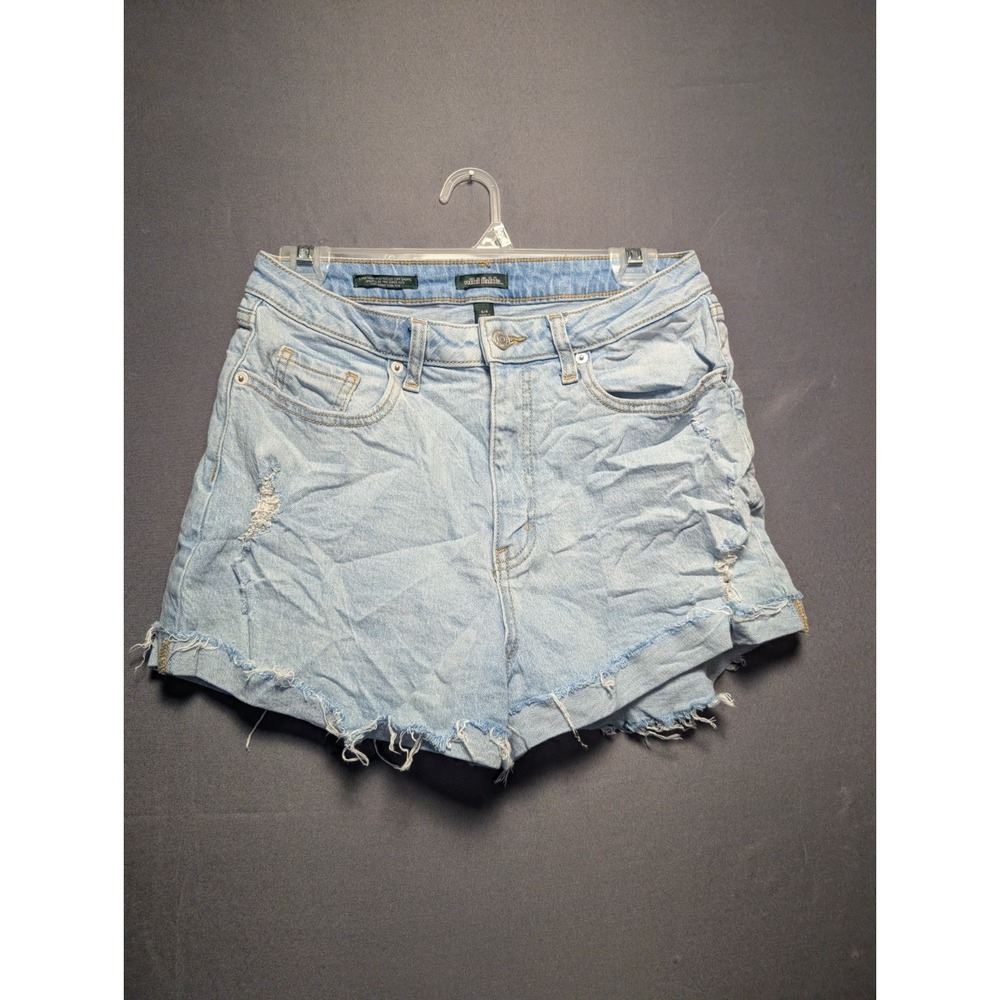 Wild Fable High Rise Rolled Cuff Shorts Women 6 Blue Denim Light Wash Distressed